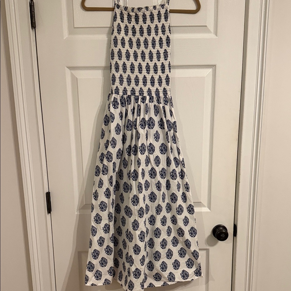 J. Crew Blue and White Midi Dress